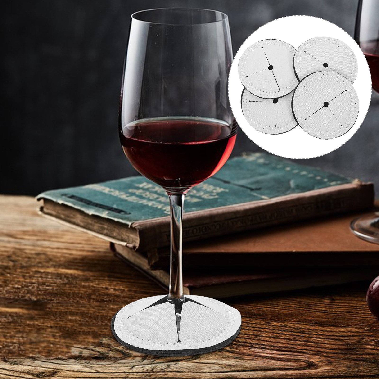 Coaster Sublimation Blank - 4Pcs Red Wine Cup Coasters Heat
