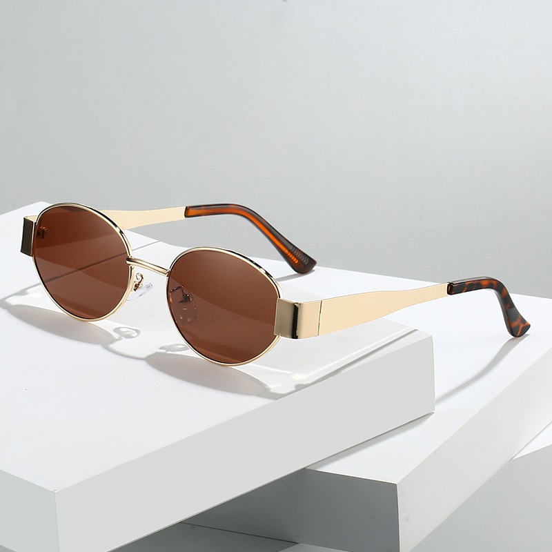 New Oval Sunglasses for Women  - Metal Photo Panel 评论和价格