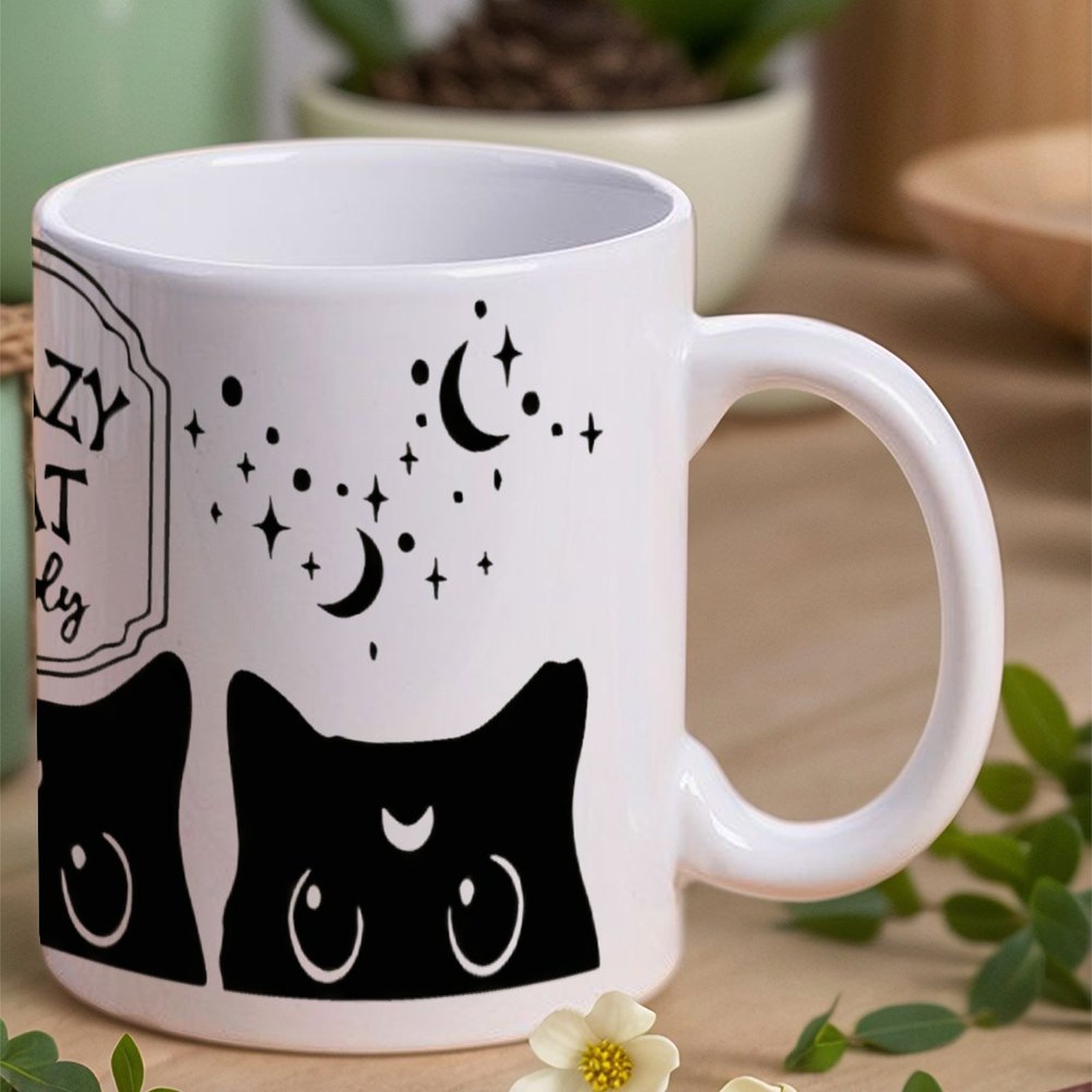 Three Black Cats With Crescent - Sublimation Mug White 评论和价格