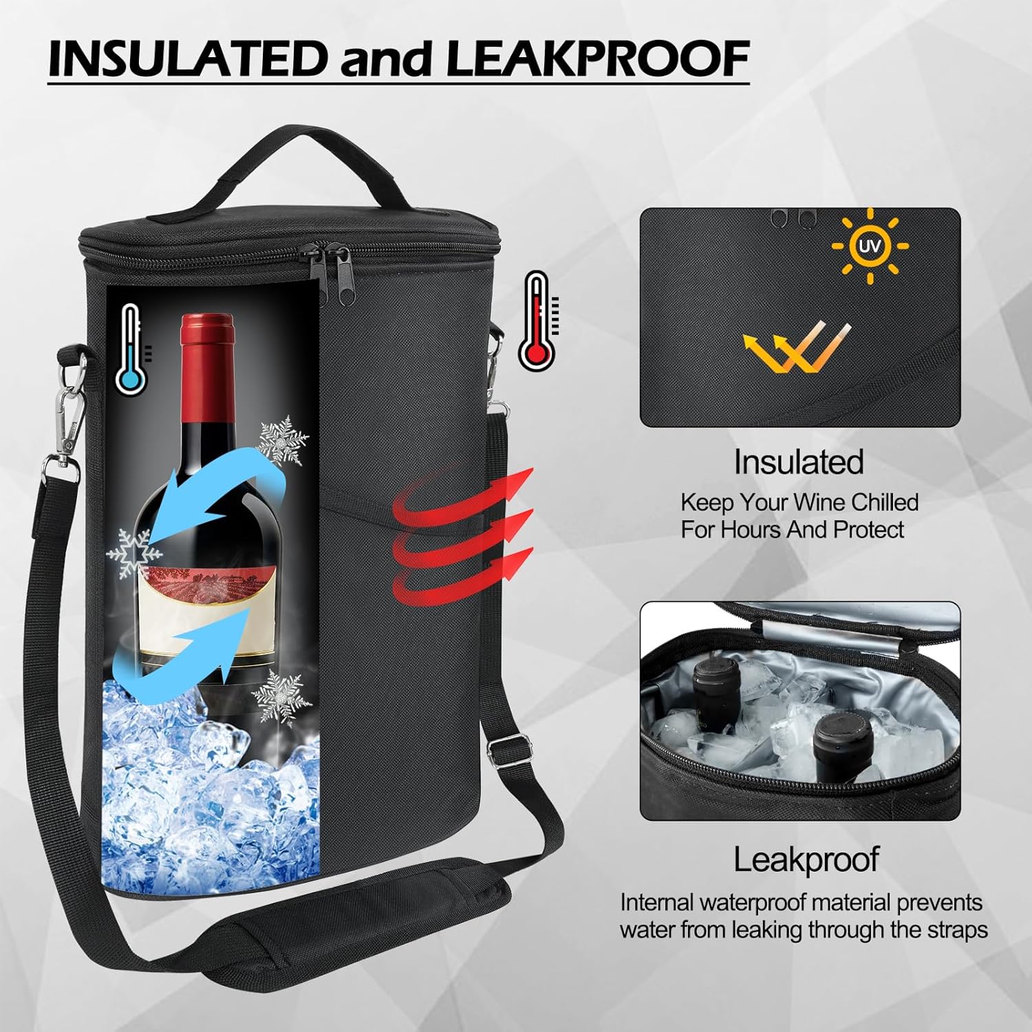 2 Bottle Wine Cooler Bag, Leak - Tote Bag Sublimation 评论和价格